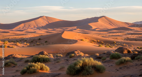 Dramatic desert landscape with layered mesas under cloudy sky Vector