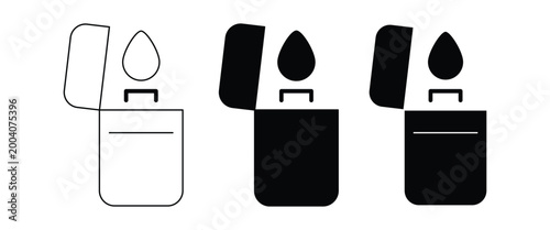 Tableau sur toile Gas Lighter Icon Set – Flame, Spark & Ignition Tool Vector Collection