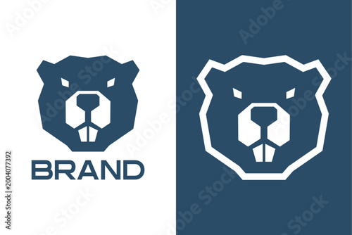 Abstract Geometric Beaver Head Logo Vector, Modern Minimalist Rodent Mascot Brand Identity Template