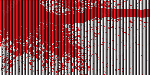 Foto Abstract background of vertical white and gray stripes with dramatic red paint splatters, energetic and violent artistic design, grunge texture