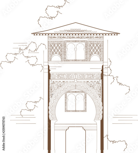 door and ornament of Alhambra, Granada, Spain