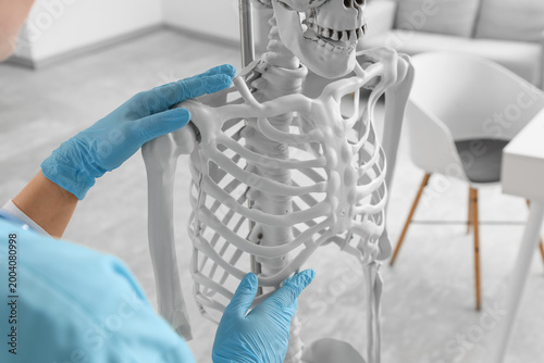Female doctor examining hum...