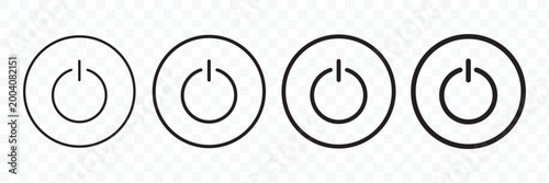 Power button icon set. ON and OFF icon. Energy sing symbol. Line, glyph and flat style. Vector illustration.