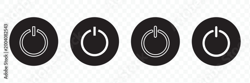 Power button icon set. ON and OFF icon. Energy sing symbol. Line, glyph and flat style. Vector illustration.