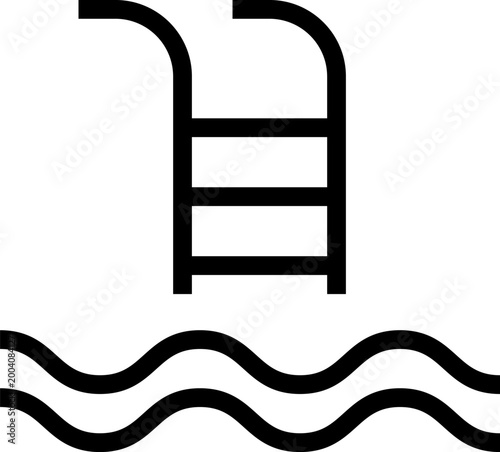 Swimming pool icon isolated on transparent background. Lido, Pool, Piscina sign Suitable for website design, app, logo, template, ui ux. Swimming bath symbol vector or png