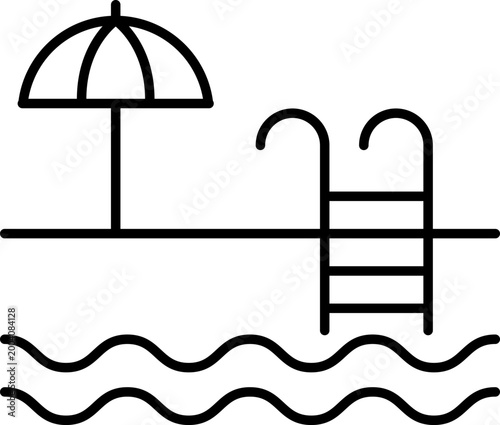 Swimming pool icon isolated on transparent background. Lido, Pool, Piscina sign Suitable for website design, app, logo, template, ui ux. Swimming bath symbol vector or png