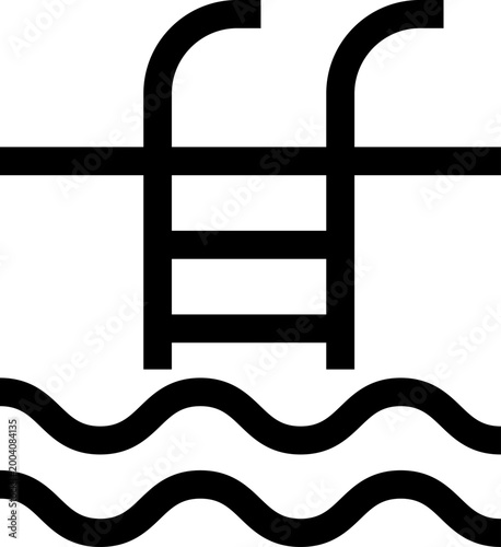 Swimming pool icon isolated on transparent background. Lido, Pool, Piscina sign Suitable for website design, app, logo, template, ui ux. Swimming bath symbol vector or png