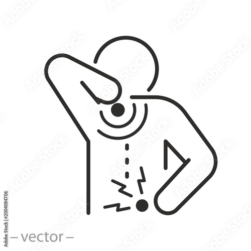 Icon Backache. Vector Line Illustration.