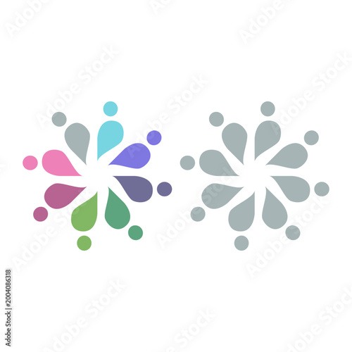 PEOPLE TEAM TEAMWORK IN CIRCLE SIGN SYMBOL LOGO VECTOR
