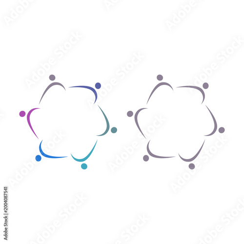 PEOPLE TEAM TEAMWORK IN CIRCLE SIGN SYMBOL LOGO VECTOR