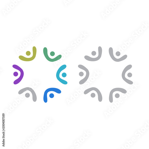 PEOPLE TEAM TEAMWORK IN CIRCLE SIGN SYMBOL LOGO VECTOR