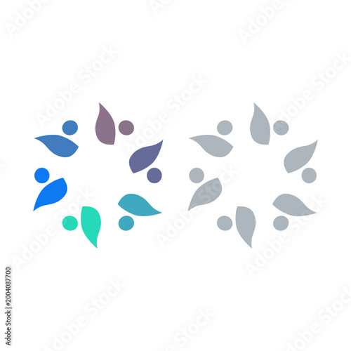PEOPLE TEAM TEAMWORK IN CIRCLE SIGN SYMBOL LOGO VECTOR