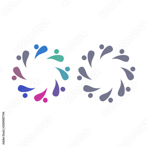 PEOPLE TEAM TEAMWORK IN CIRCLE SIGN SYMBOL LOGO VECTOR