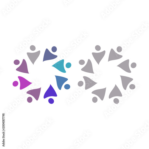PEOPLE TEAM TEAMWORK IN CIRCLE SIGN SYMBOL LOGO VECTOR