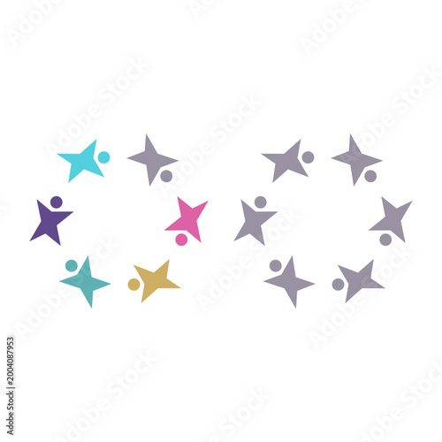 PEOPLE TEAM TEAMWORK IN CIRCLE SIGN SYMBOL LOGO VECTOR