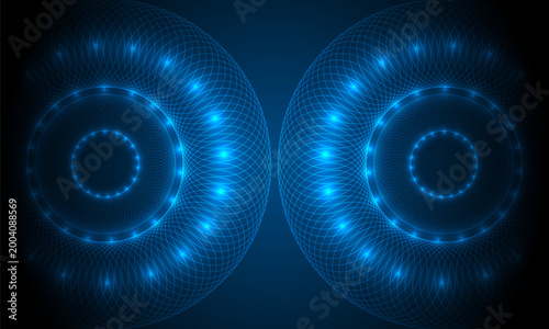 Photos Glowing blue dual radial rings on blue abstract background