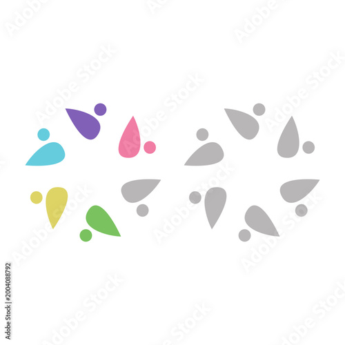 PEOPLE TEAM TEAMWORK IN CIRCLE SIGN SYMBOL LOGO VECTOR