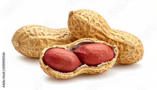 A single peanut in its shell isolated on white
