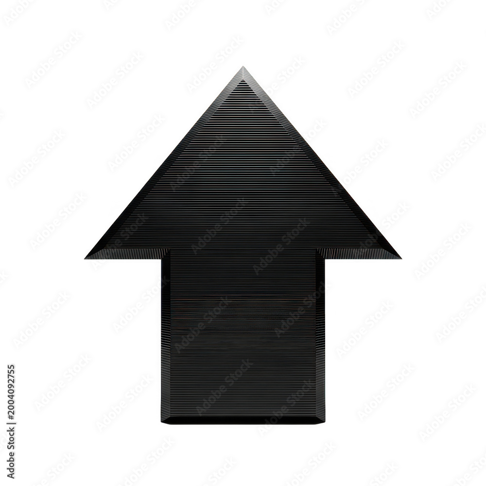 Naklejka premium Simple black upward arrow icon with gradient shadow effect