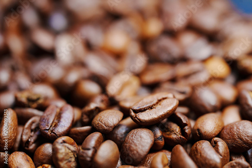 Photos beans of roasted natural coffee