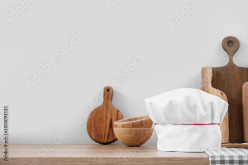 Chef's hat, bowls and cutti...