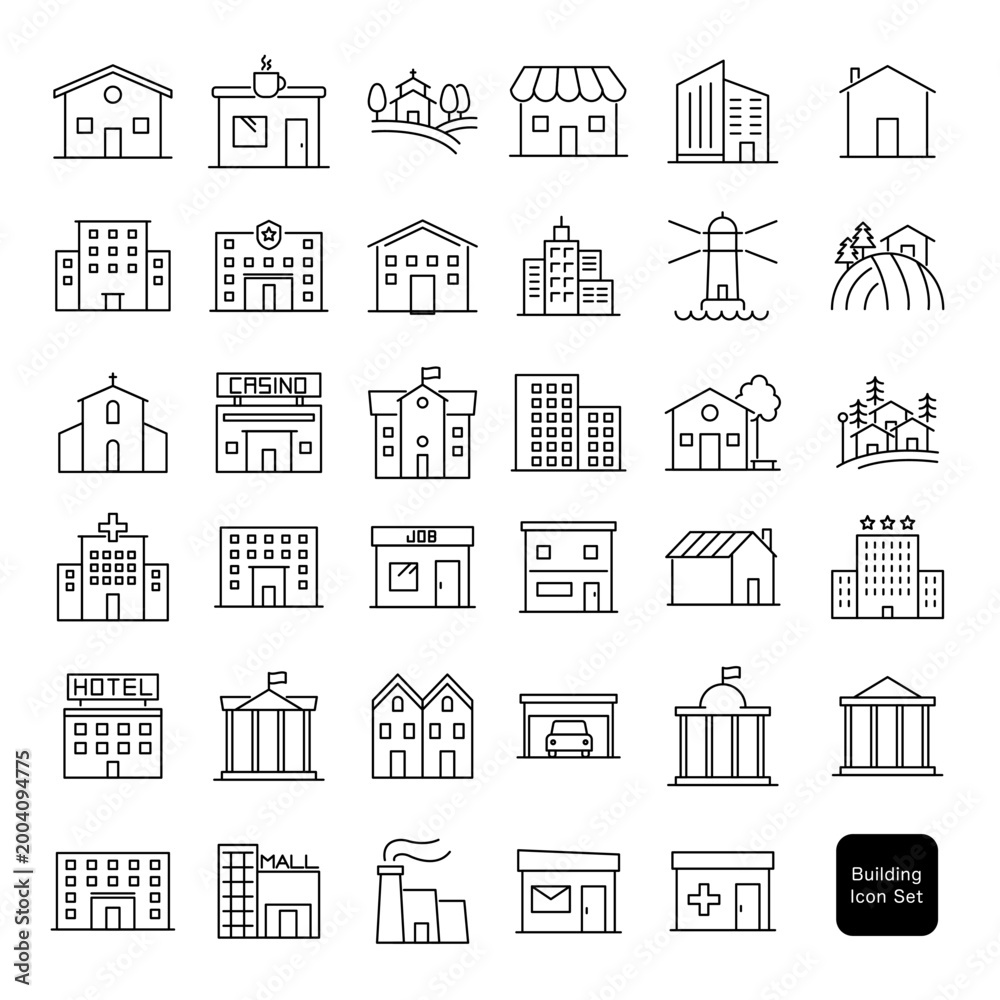 Fototapeta premium 建物アイコンセット
