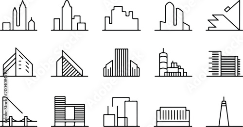 Urban Buildings Silhouette Icon Collection Set