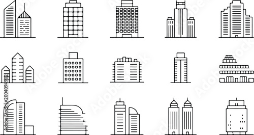 Urban Buildings Silhouette Icon Collection Set