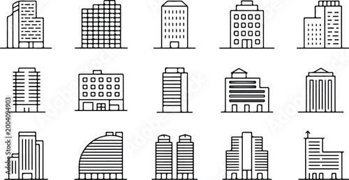 Urban Buildings Silhouette Icon Collection Set
