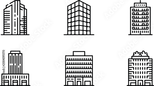 Urban Buildings Silhouette Icon Collection Set