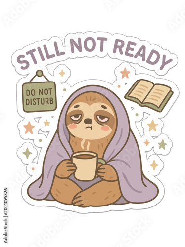 Tableau sur toile Sloth Holding Coffee Mug Relaxing.