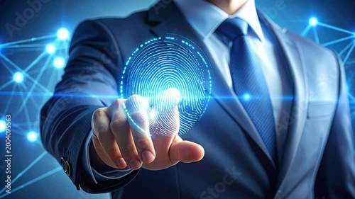 Digital Identity Verification Concept: Business Professional Utilizing Biometrics