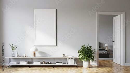 Obraz na plátne Modern living room with minimalist furniture and indoor plants
