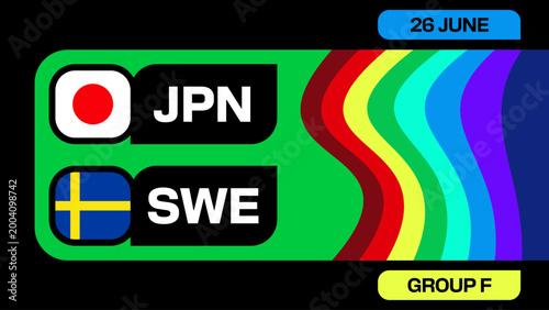 Japan vs Sweden Football 2026 Tournament Match Announcement Graphic for Group F Stage Game Day.