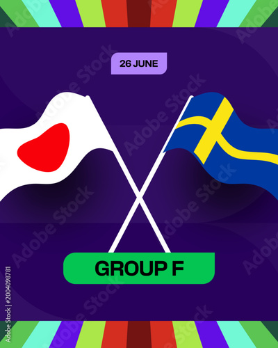 Japan vs Sweden Football Match Announcement for Tournament 2026, Group F, Exciting Sports Competition Presentation.