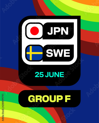 Japan vs Sweden Football 2026 Tournament Match Announcement Template for Group F Sports Presentation
