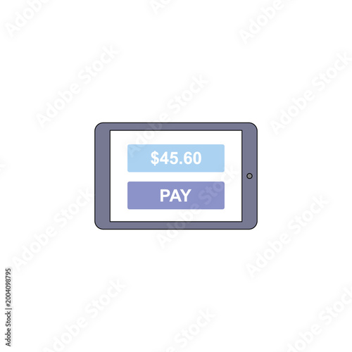 Tablet Payment Screen with Pay Button Flat Vector UI Illustration