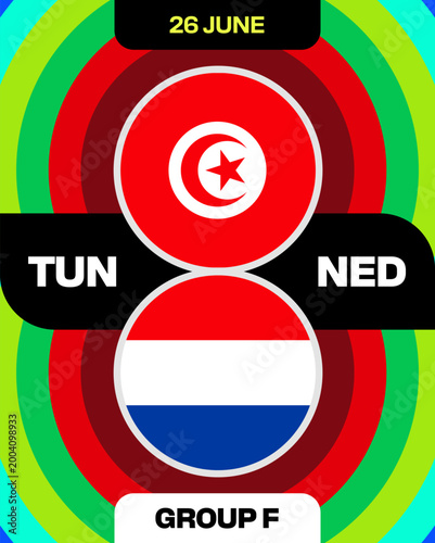 Tunisia vs Netherlands Football 2026 Match Announcement for Group F Tournament with Modern Competitive Design