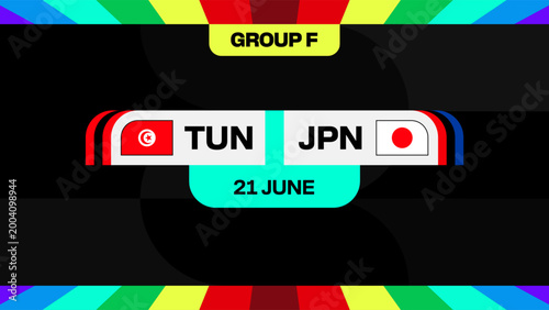 Tunisia vs Japan Football 2026 Match Announcement for Group F Tournament with Dynamic Modern Design.