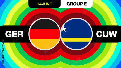 Germany vs Curacao Football 2026 Match Announcement Vector Graphic for Group Stage Event Promotion