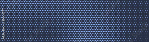 Twinkling stars halftone pattern smooth blurred fluid texture ultra wide 32:9 aspect ratio navy blue vector abstract background. Half tone blink star shapes grid ultrawide format graphical abstraction