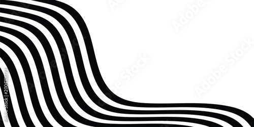 Dynamic Black and White Wavy Lines Abstract Background.