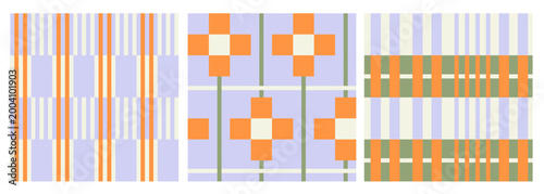 Photos Set of cute retro geometric seamless patterns