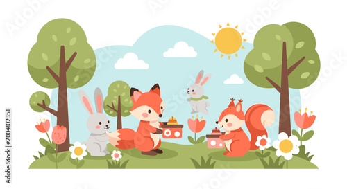 A cheerful, flat-lay illustration evoking growth and renewal. Ideal for website design, blog posts, or spring-themed marketing materials.