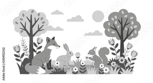 A serene and modern floral illustration conveys a sense of calm, perfect for wellness brands, website backgrounds, or adding a touch of nature to mark