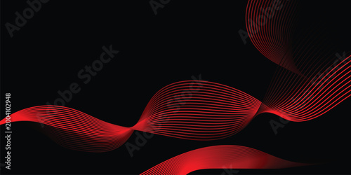 Dynamic Red Wavy Lines on Black Background Abstract Design.
