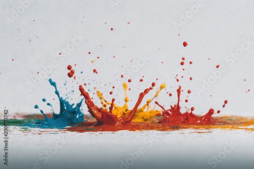 Colorful Abstract Composition. Vivid Paint Irregularities On Plain Background Showcase Lively Artistry
