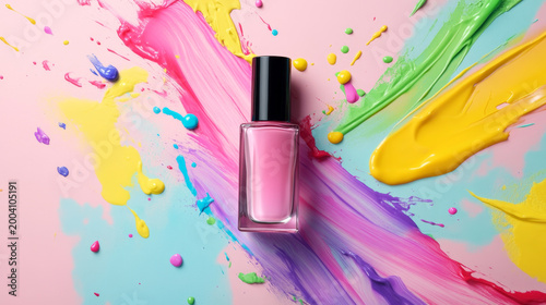 Vibrant Nail Polish Explosion – Colorful Abstract Art