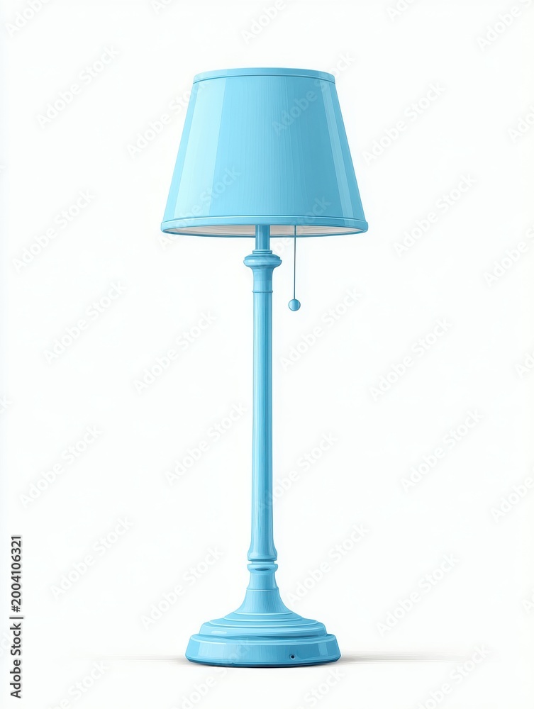 Fototapeta premium Classic Light Blue Floor Lamp with Elegant Design and White Background