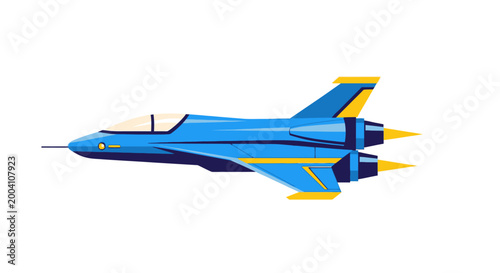 Photos Blue futuristic jet fighter, sleek design, vector illustration